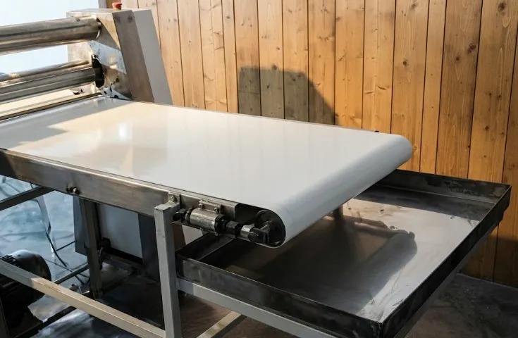 Máquina laminadora de massas industrial com duas velocidades para controle de espessura e alta produtividade